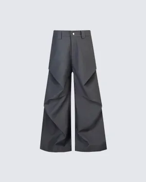 American-Style Pleated Design Slight Flare Casual Pants