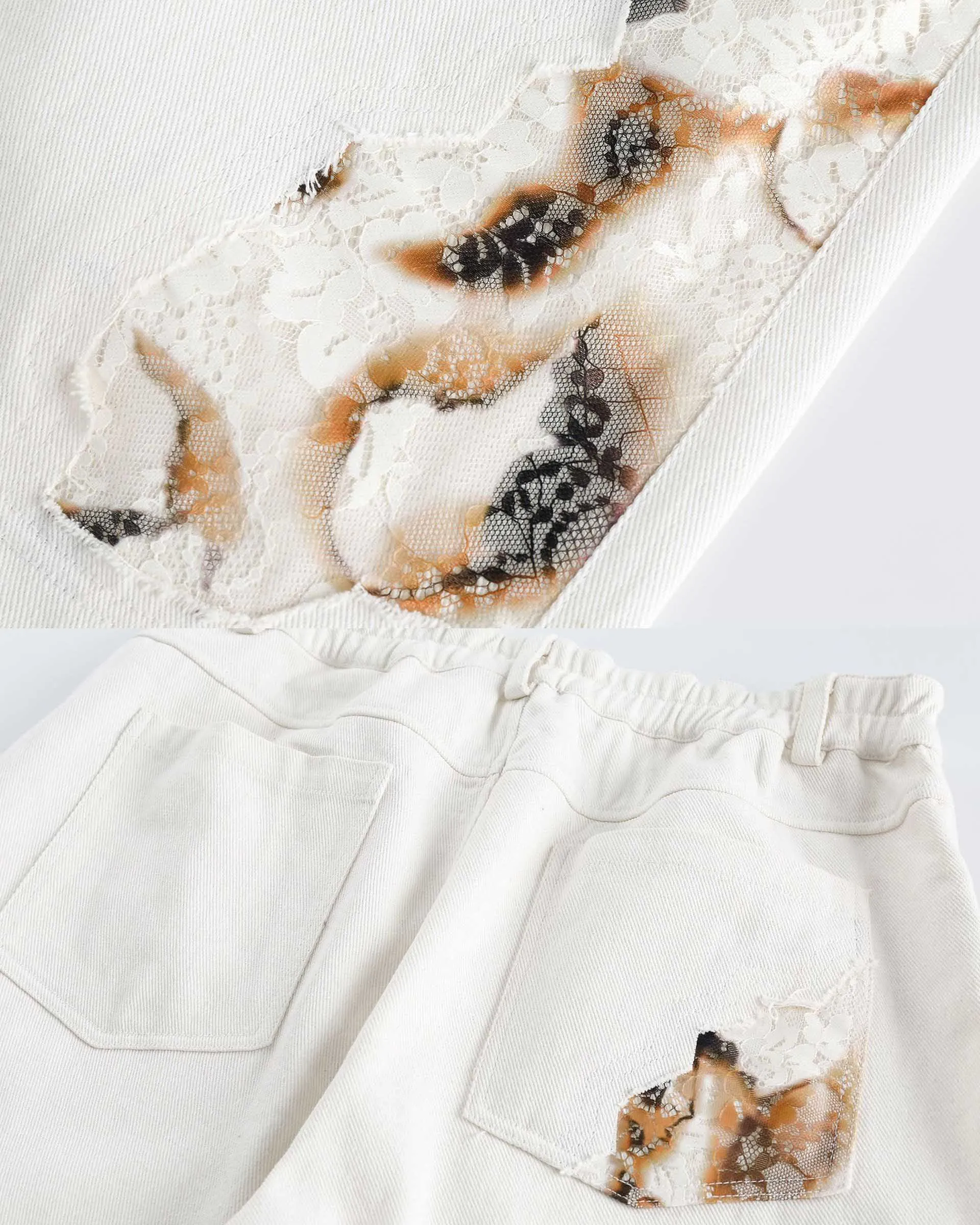 American Vintage White Lace Burnout Pants