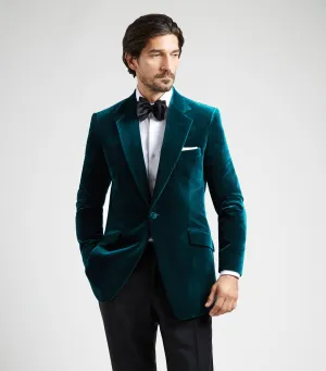 Aqua Velvet Single Breasted Evening Jacket