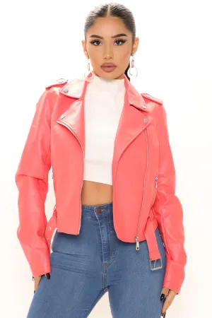 Araxie Vegan Leather Jacket - Orange