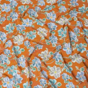 Autumn Spice Floral Viscose Crepe Fabric - 110cm Wide - Warm Tones for Cozy Fashion - Buy Online-D18226