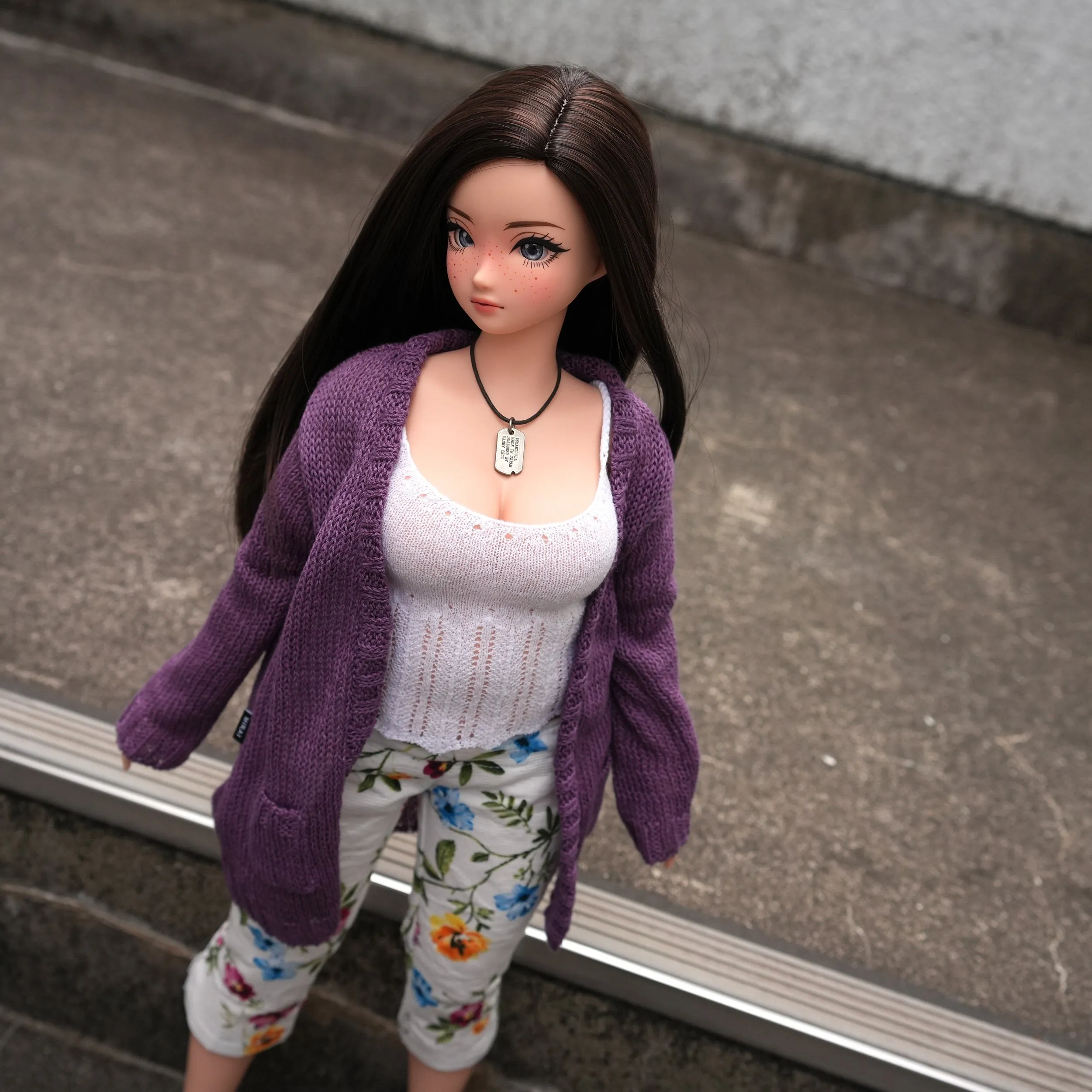 Baggy Knit Cardigan (Purple) [Pear Body]