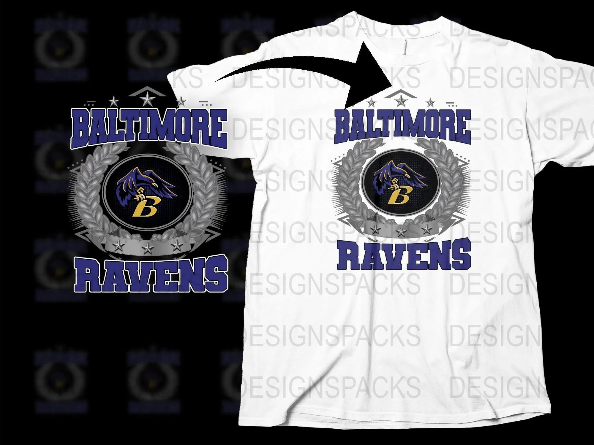 Baltimore Ravens Emblem Stylish Fan Png Digital Download