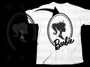 Barbie Silhouette Graphic Design on Trendy Png Digital Download