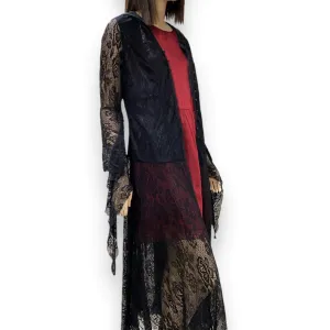 Black Lace Hooded Sheer Dress Coat