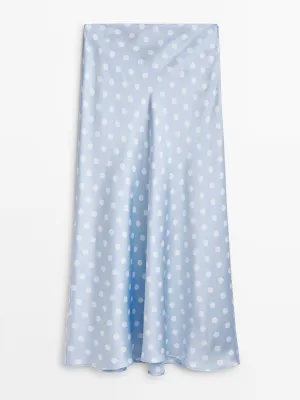 Blue polka dot print skirt