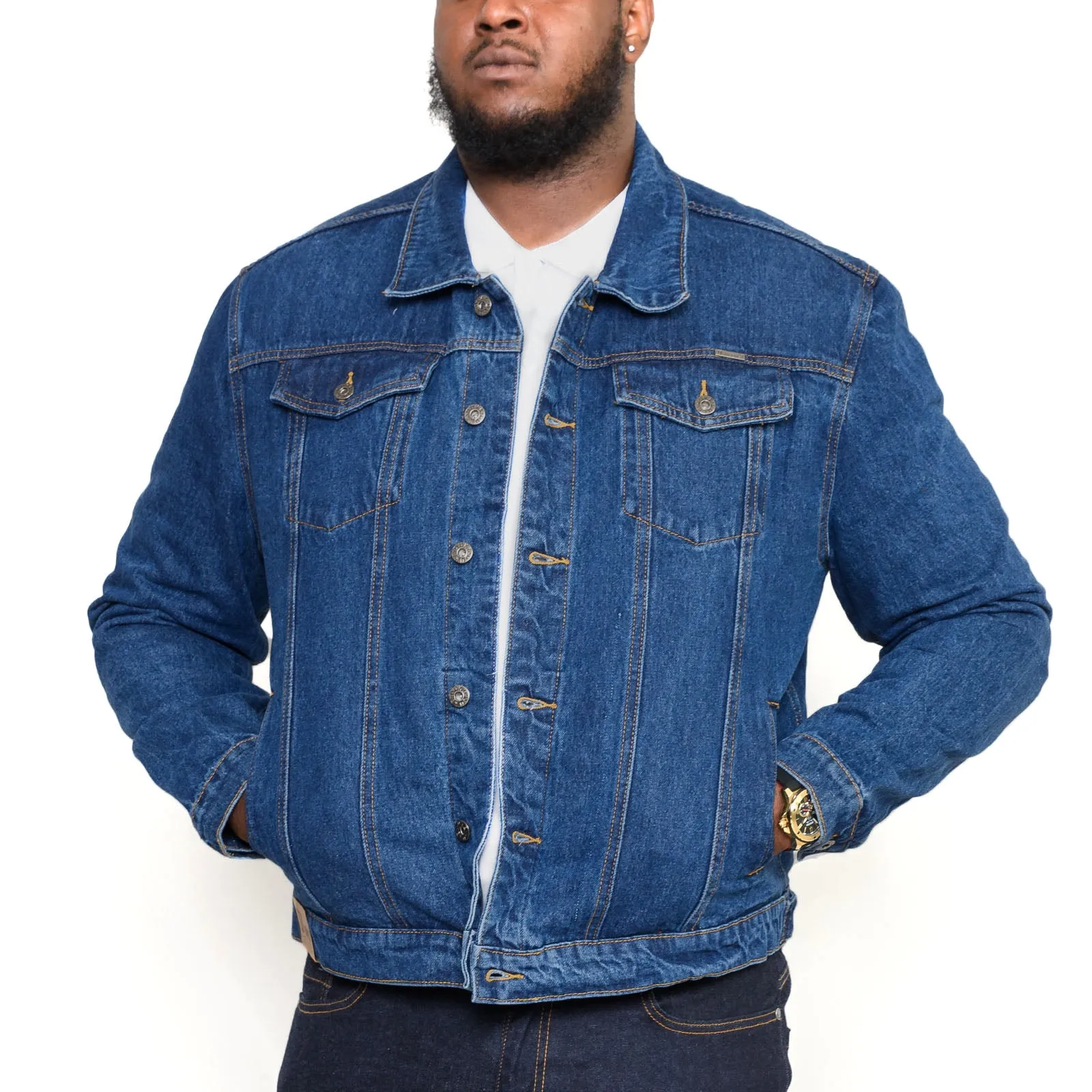 D555 Mens Big & Tall Western Style Trucker Denim Jacket