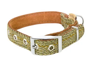 Earthbound Tweed Green Dog Collar S