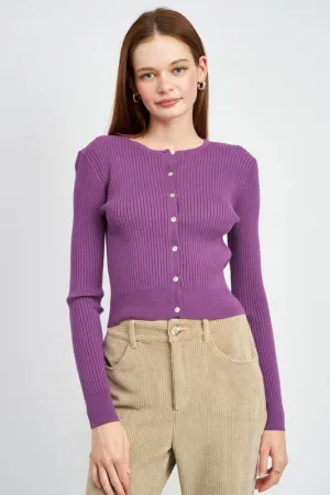 Emory Park LONG SLEEVE BUTTON UP CROP TOP