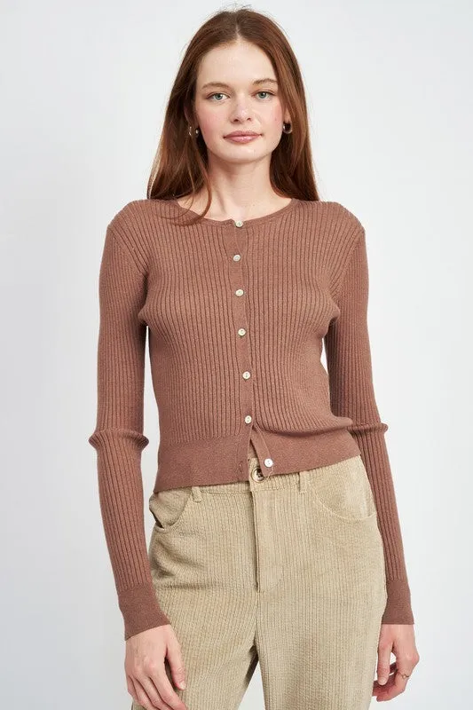 Emory Park LONG SLEEVE BUTTON UP CROP TOP