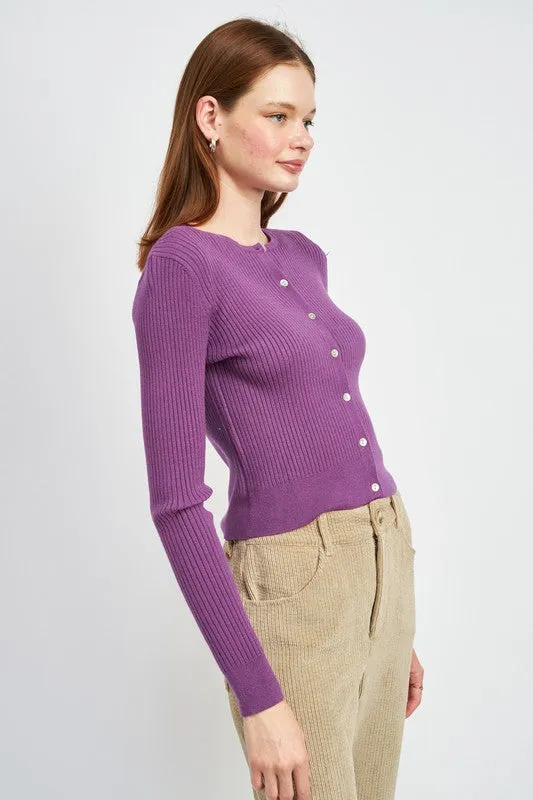 Emory Park LONG SLEEVE BUTTON UP CROP TOP