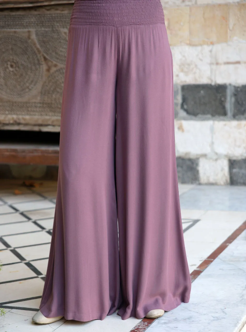 Flared Trousers with Elasticized Waistband