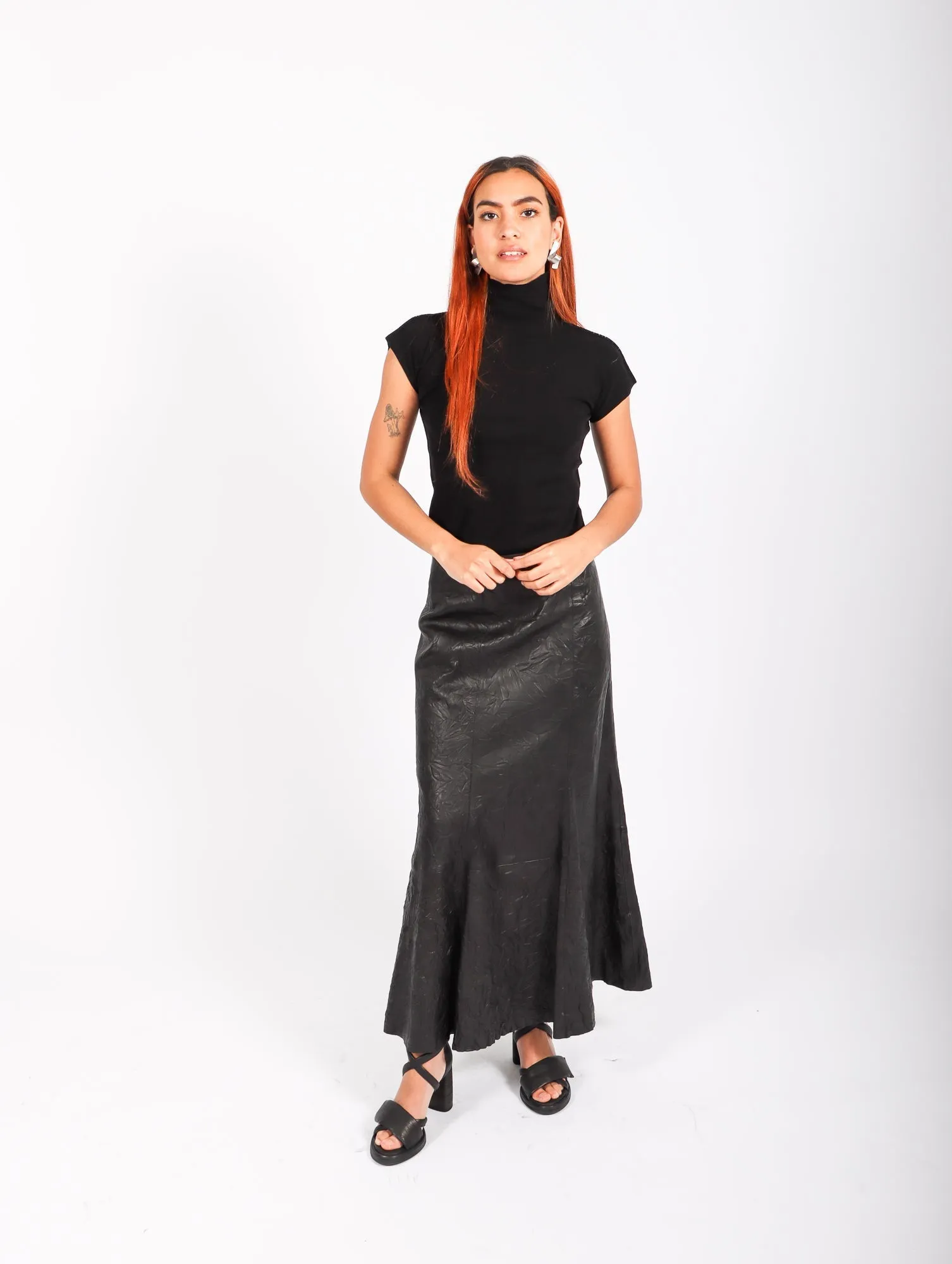 Floella Leather Skirt in Black by Malene Birger