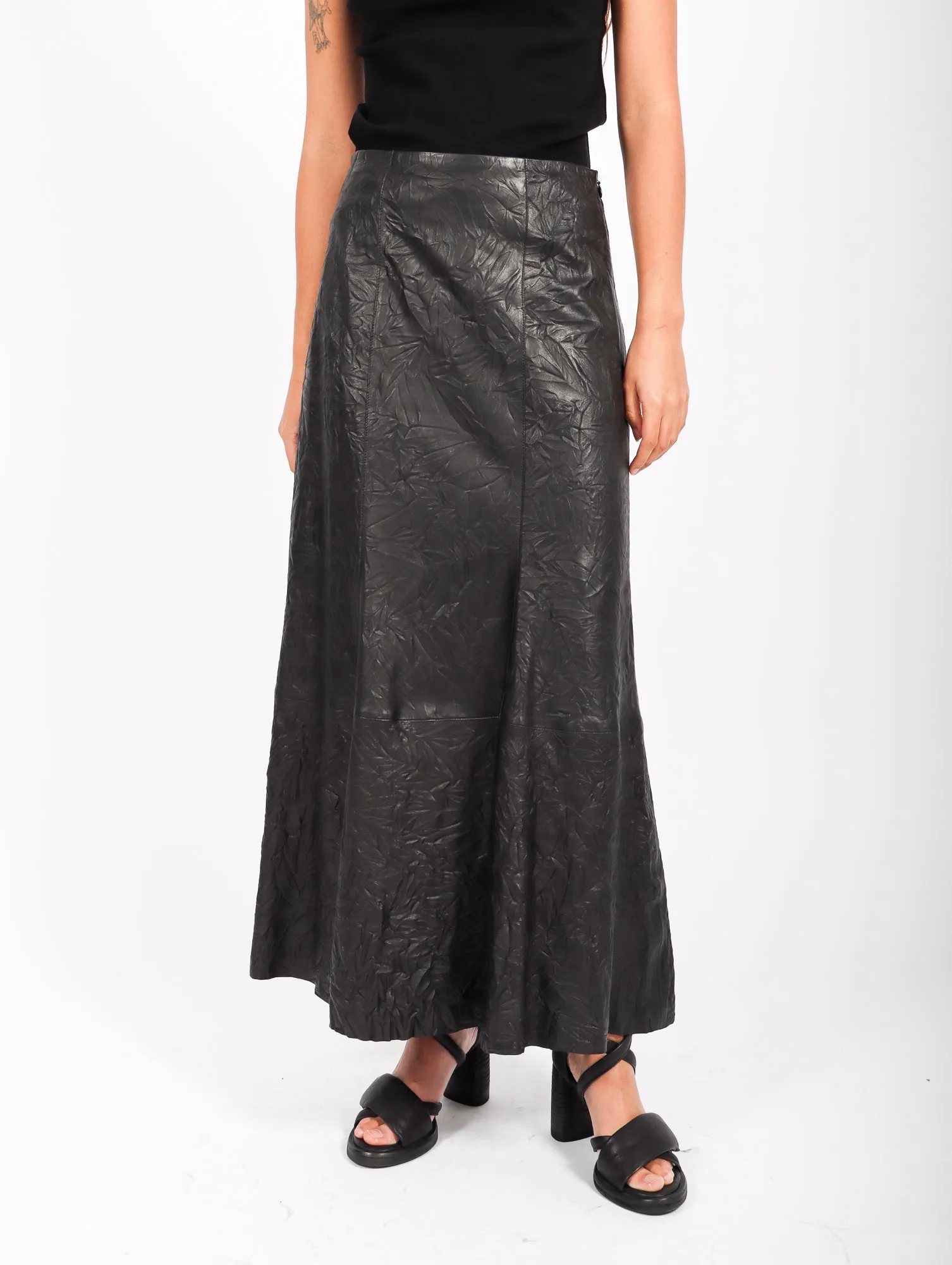 Floella Leather Skirt in Black by Malene Birger