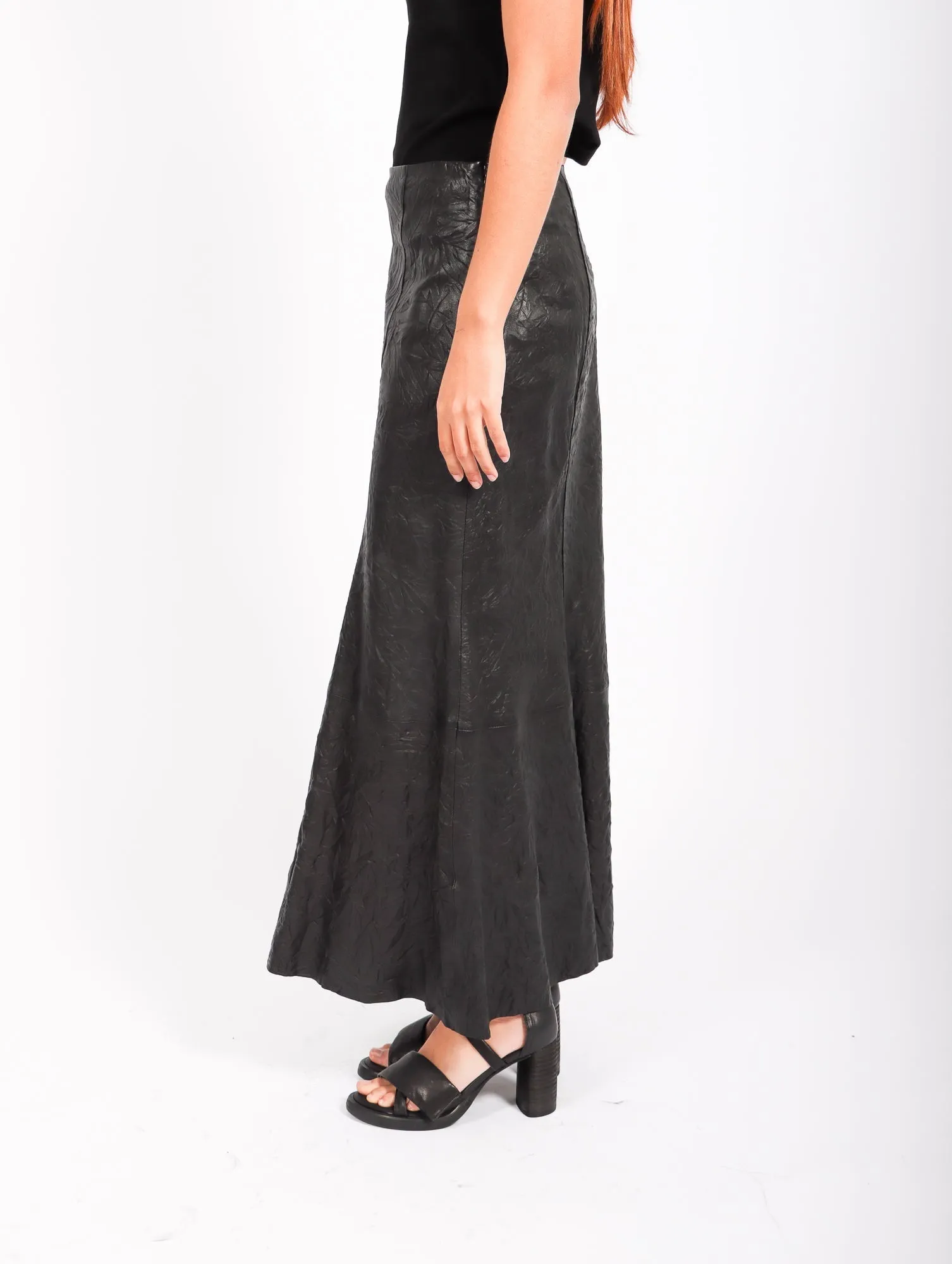 Floella Leather Skirt in Black by Malene Birger