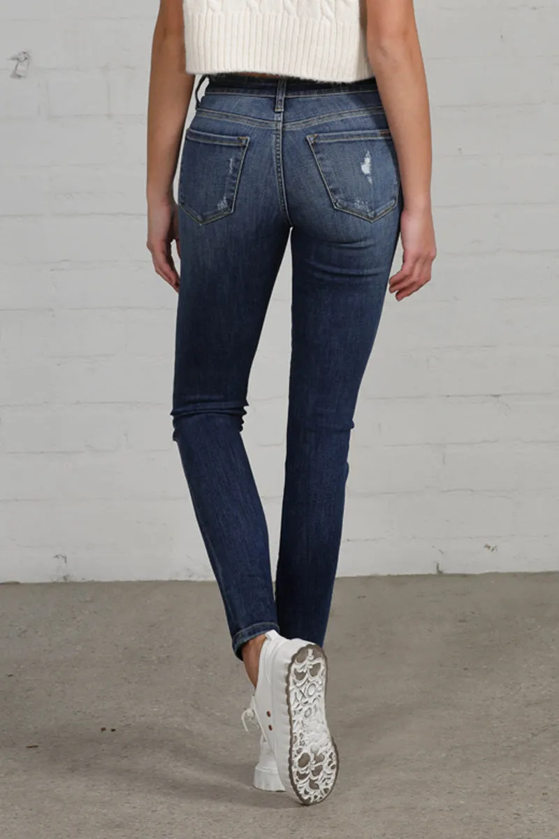 Follow the Trend Distressed Mid Rise Skinny Jeans