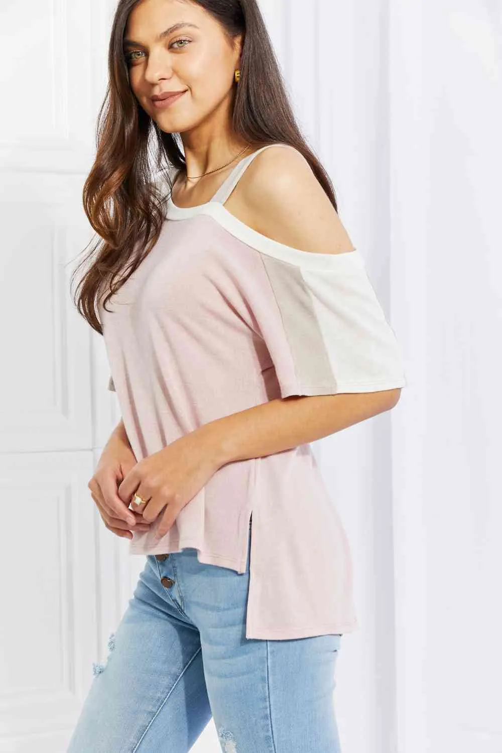 Full Size Something Simple Cold Shoulder Tee