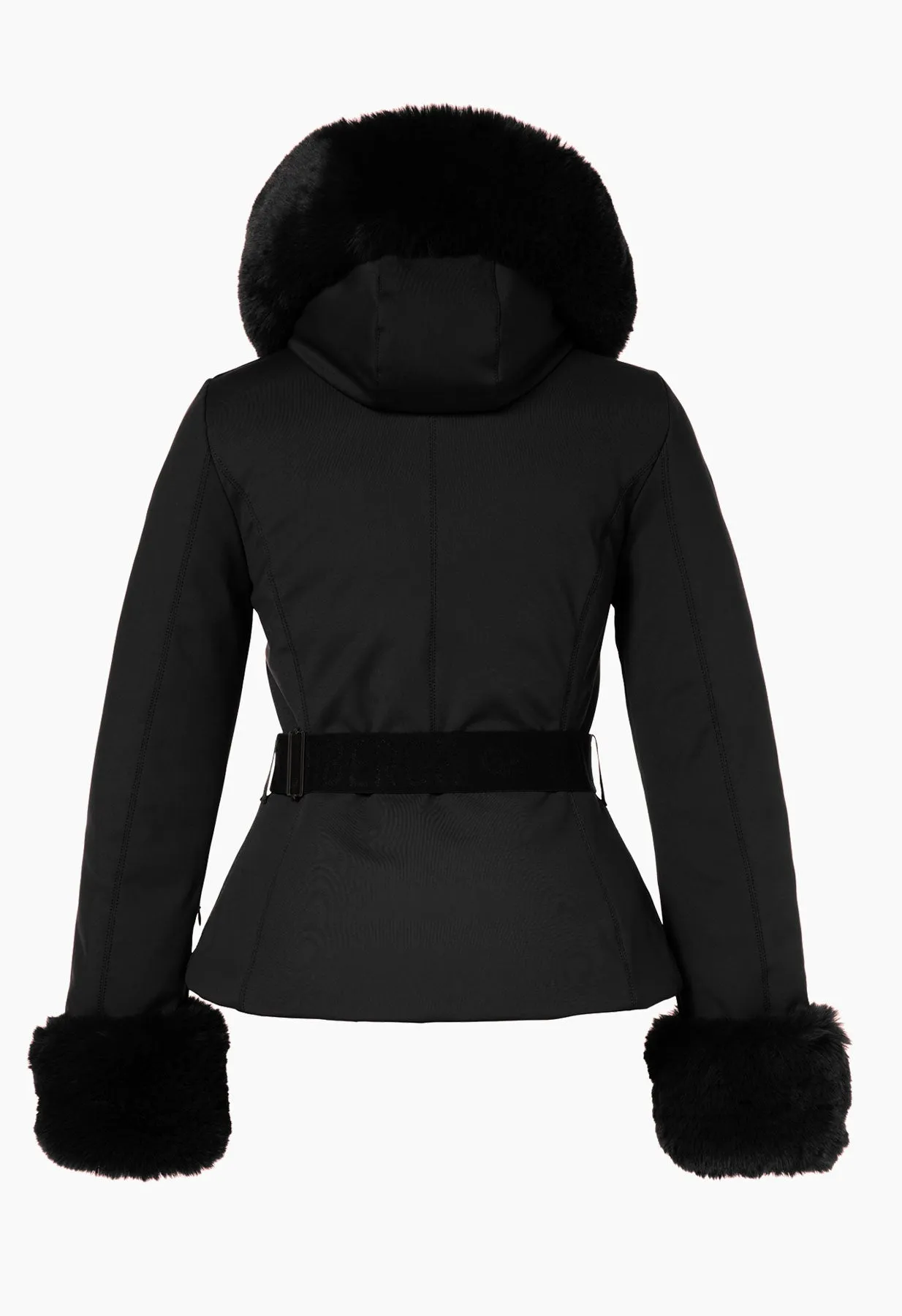 Goldbergh Giselle Black Ski Jacket with Faux Fur Trimmed Hood  and Cuffs