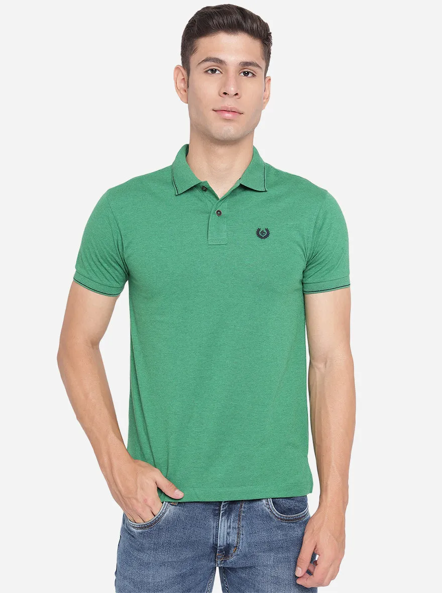 Green Solid Slim Fit Polo T-Shirt | Greenfibre