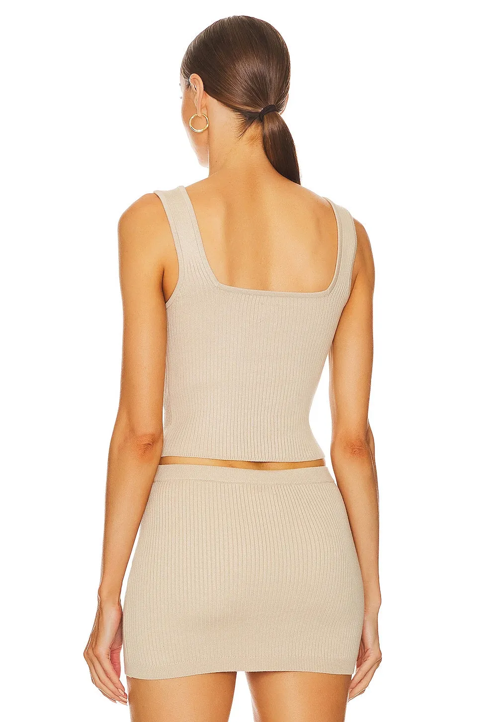 Helsa Halden Square Neck Tank, Oyster