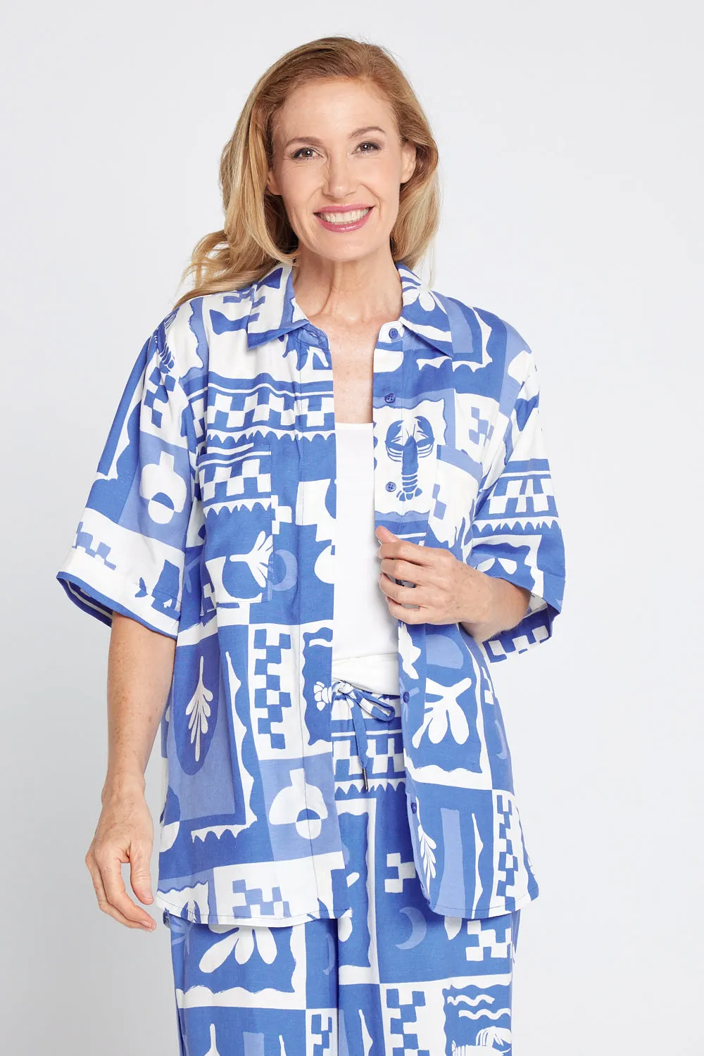 Holiday Sun Shirt - Cerulean Blue Print