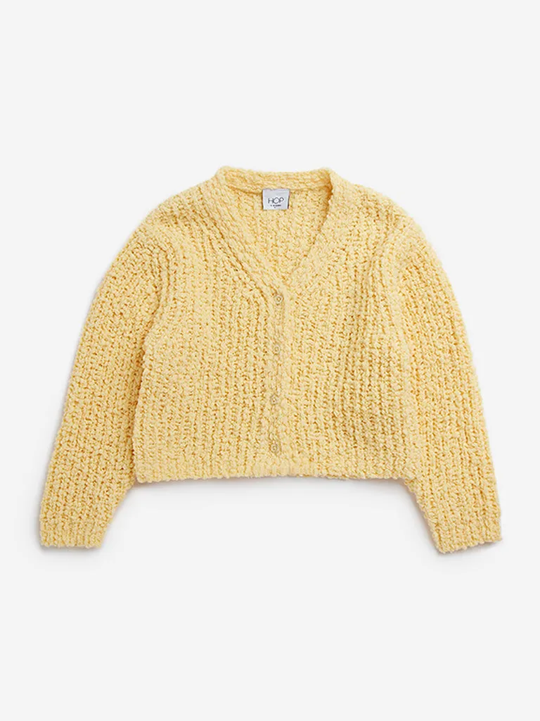 HOP Kids Yellow Textured Cardigan