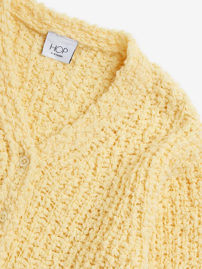 HOP Kids Yellow Textured Cardigan