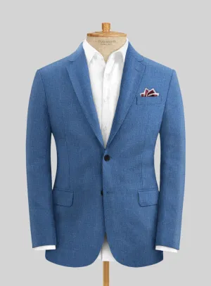 Italian Prato Sharkskin Blue Linen Jacket