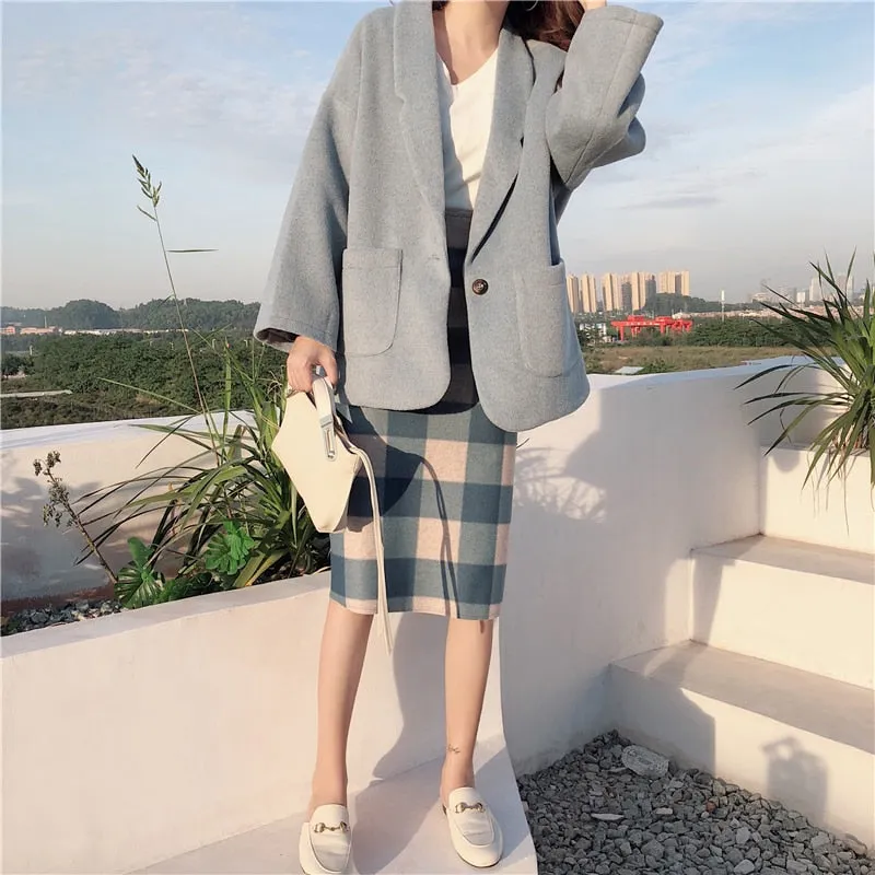 [Korean Style] Baby Tone Loose Fitted Woolen Coat