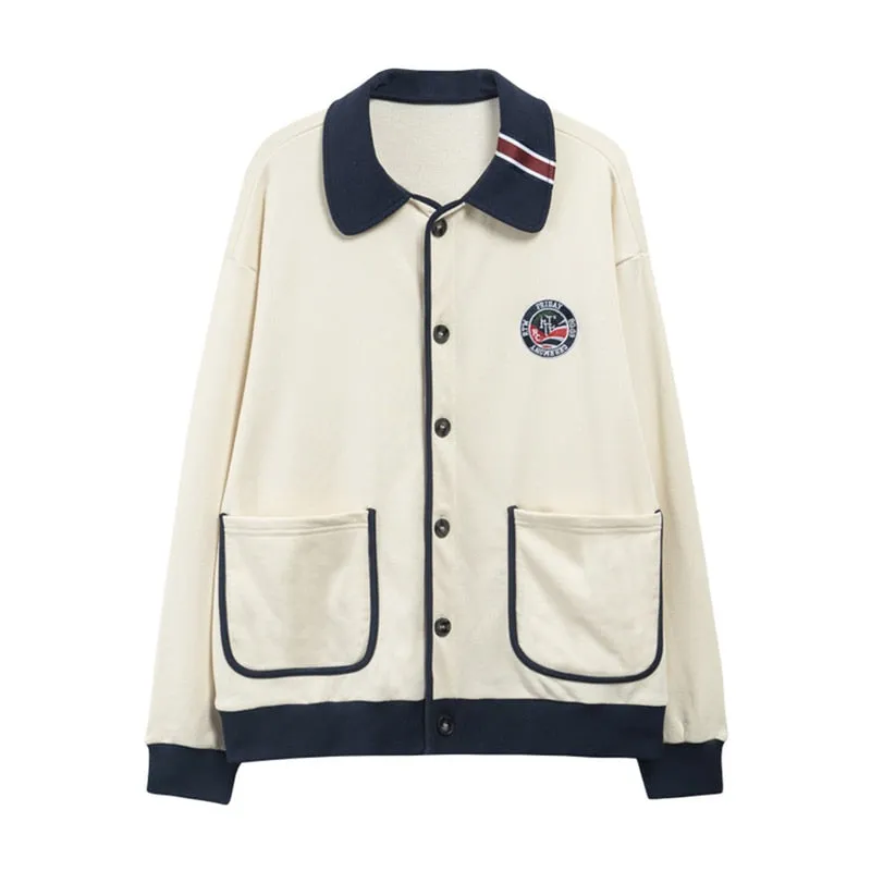 [Korean Style] contrast Color Trimmed Pocket Jacket