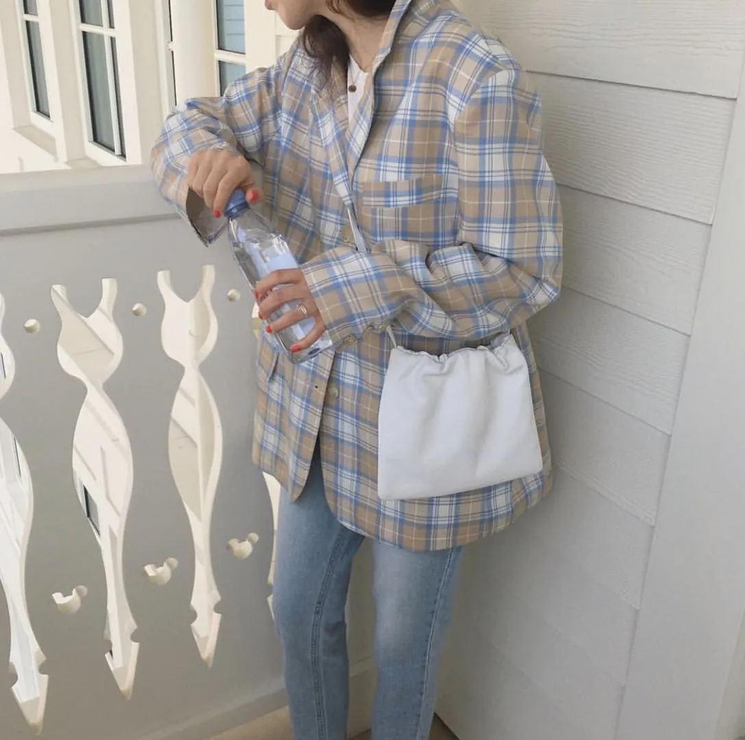 [Korean Style] Irean Vintage Style Plaid Blazer