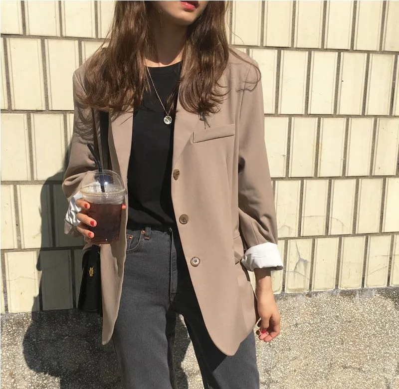 [Korean Style] Jeor Vintage Style Loose Fit Blazer