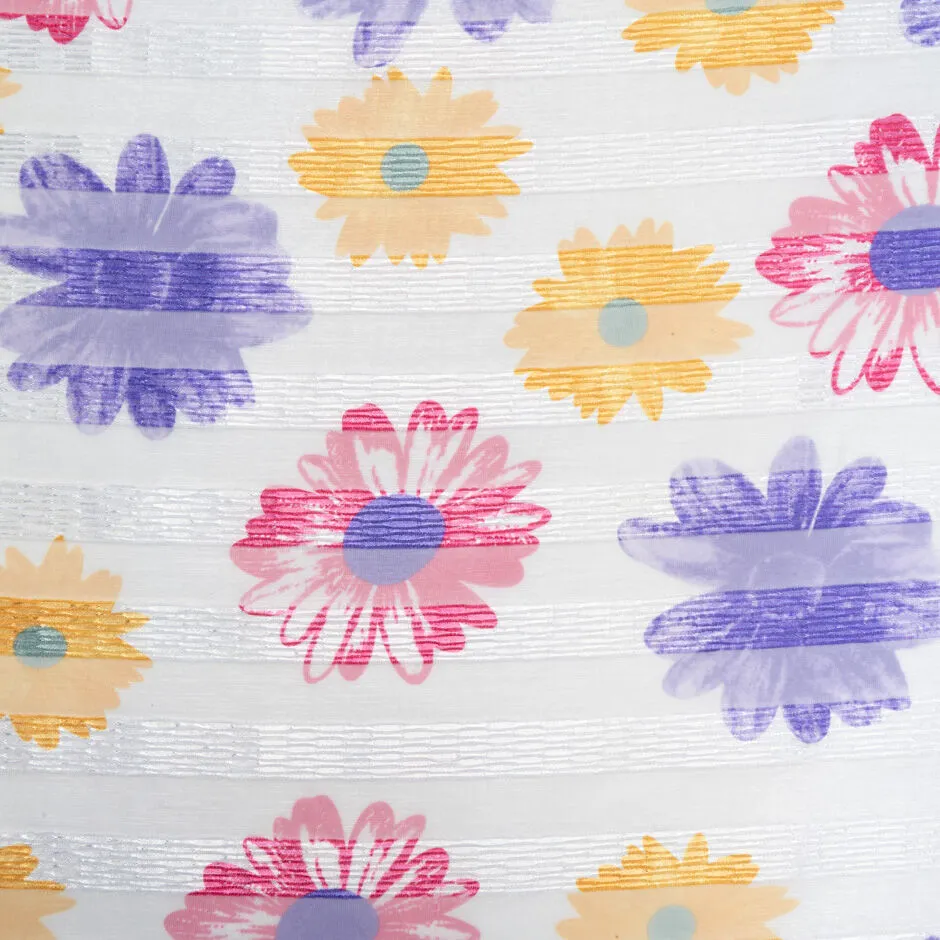 Lavender, Yellow & Pink Floral Sheer Organza