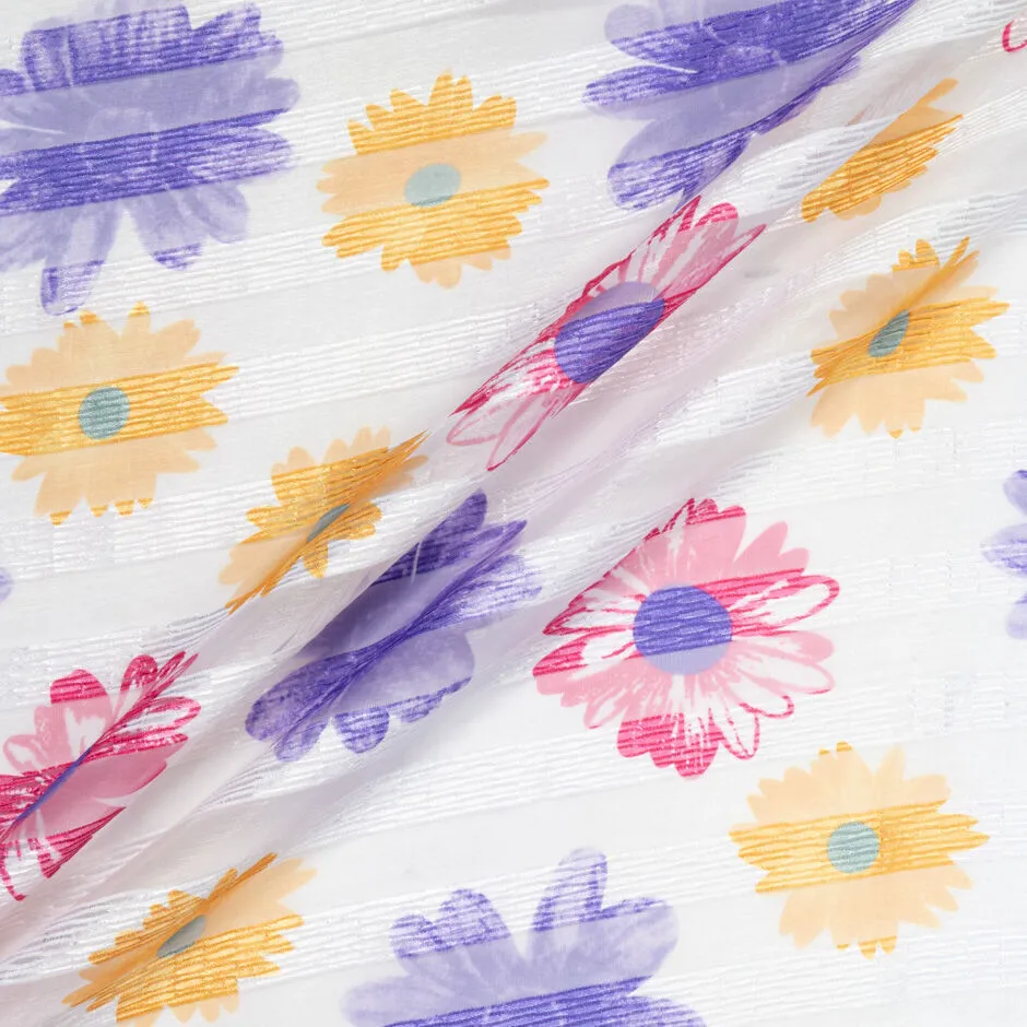 Lavender, Yellow & Pink Floral Sheer Organza