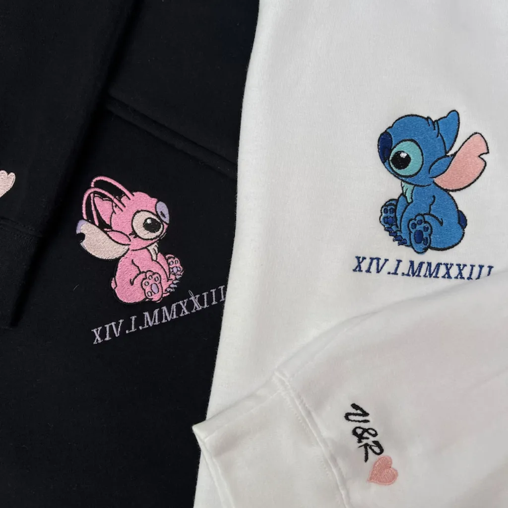 Matching Couple Hoodies - Custom Embroidered Sweatshirts Angels Personalized Matching Sweaters For Couples