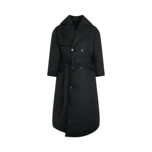 Maxi Padded Trench Coat in Black