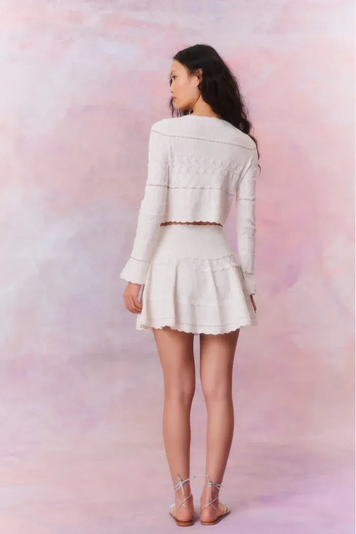 Media Pointelle Scallop Cardigan - White [LoveShackFancy]