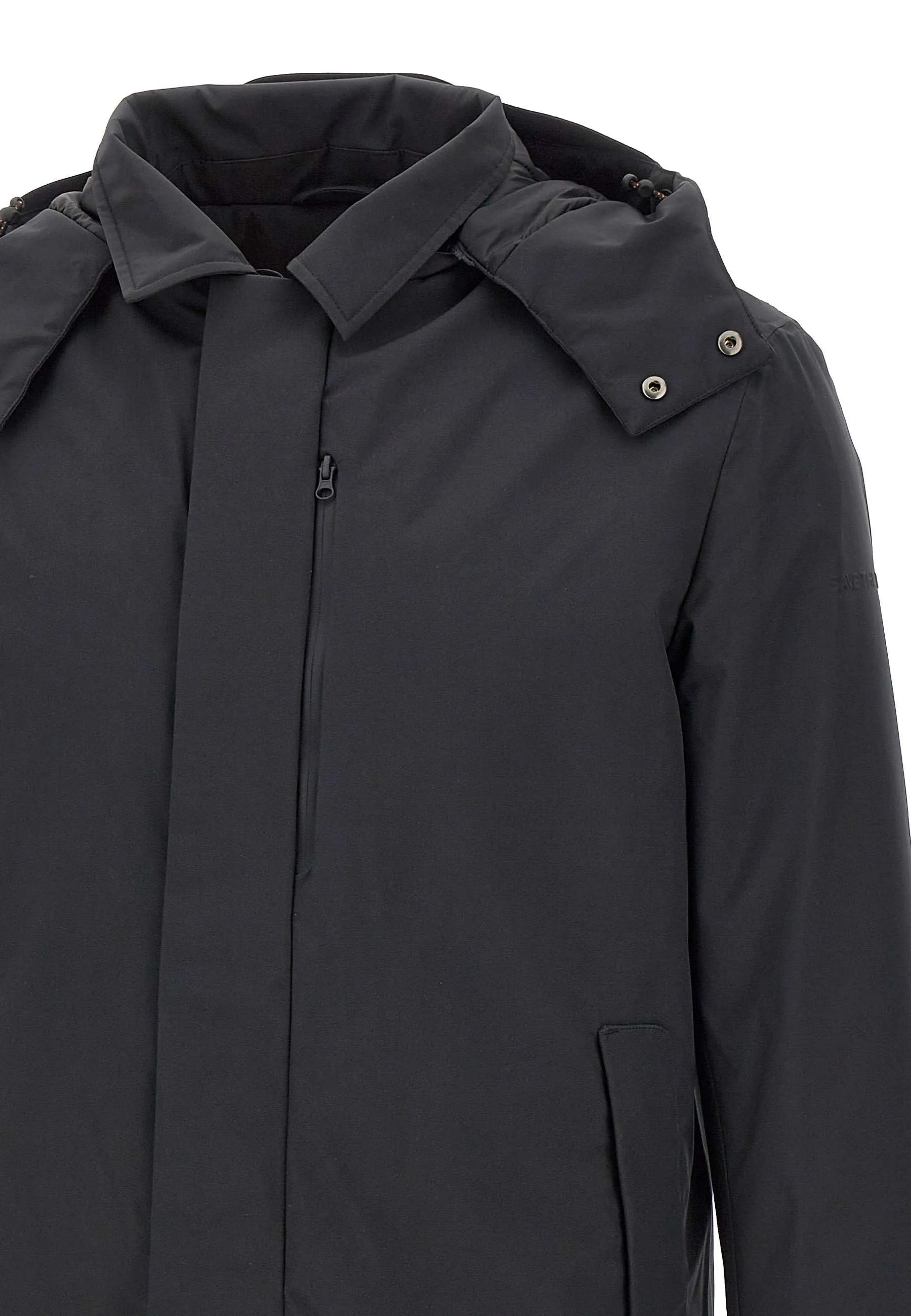 Men's Black Parka with Removable Hood