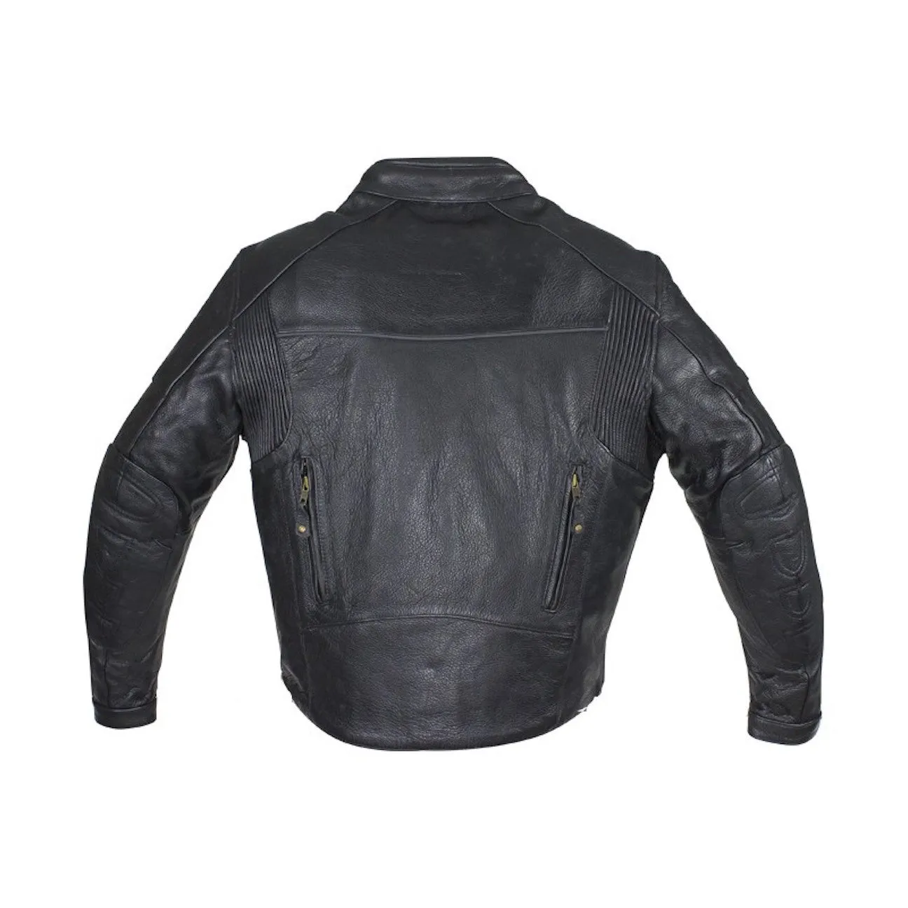 Mens Vented Naked Leather Motorcycle Jacket Night Vision Reflectors