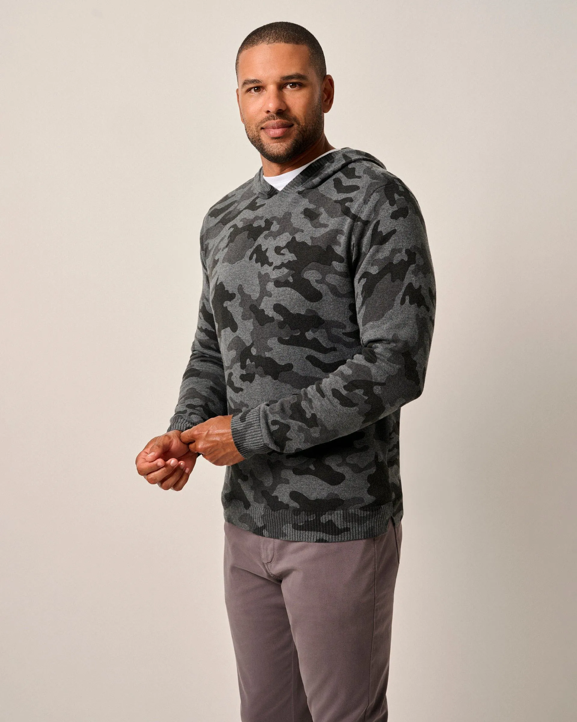 Neil Cotton Blend Camo Sweater Hoodie