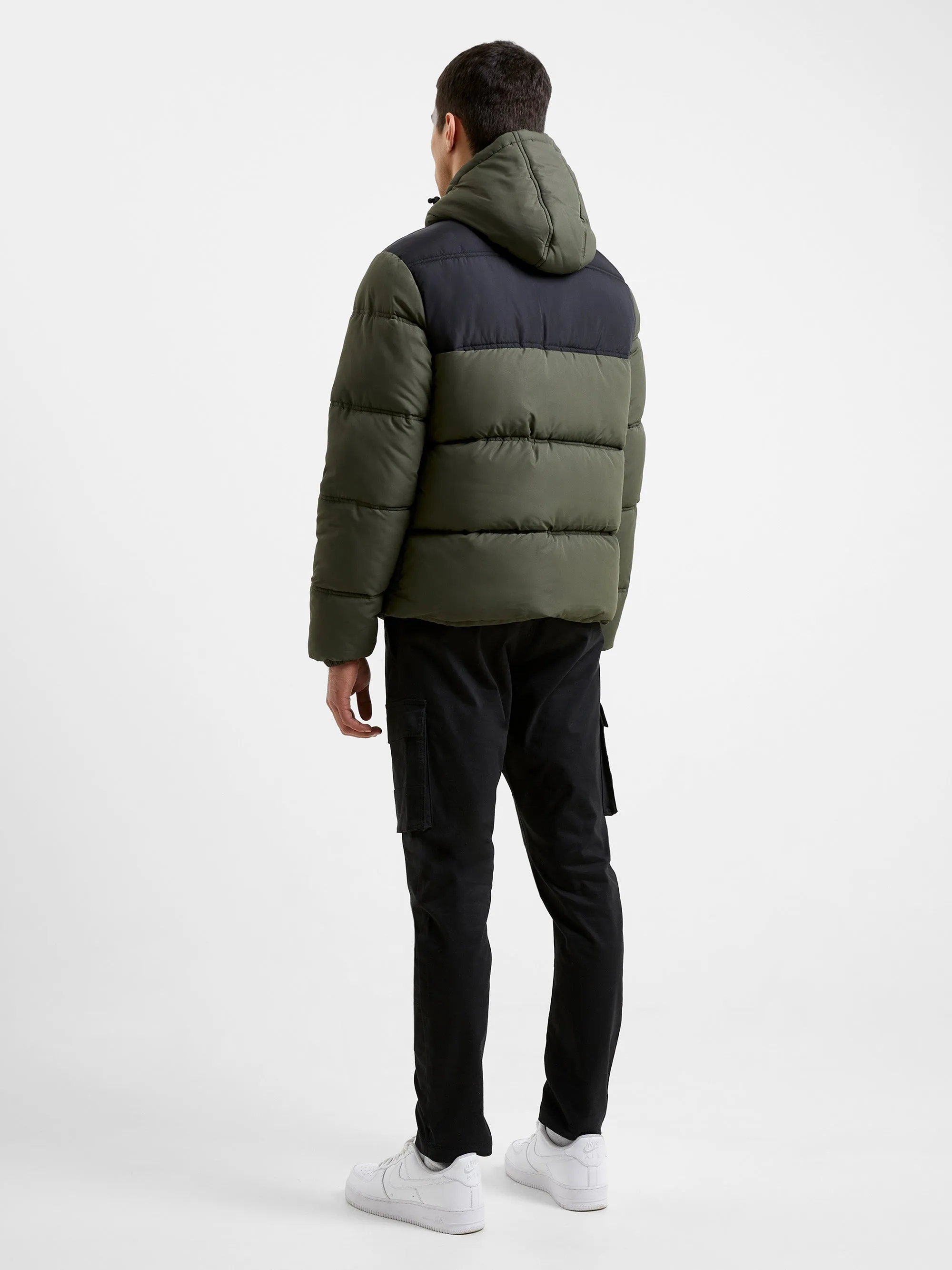 Padded Panel Hooded Mid Length Coat