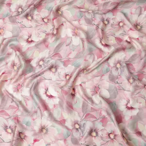 Pastel pink Floral Viscose Crepe Fabric - 110cm Wide - Ideal for Delicate Apparel - Buy Online-D18218