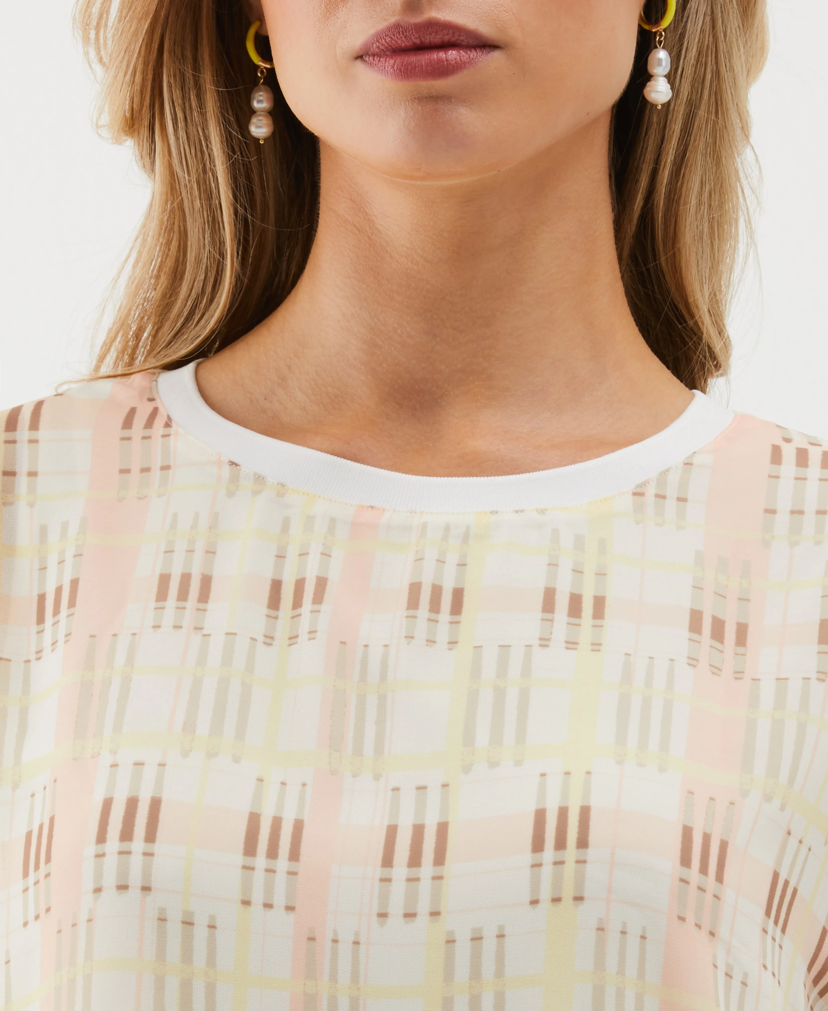 Petite Crosshatch Print Top