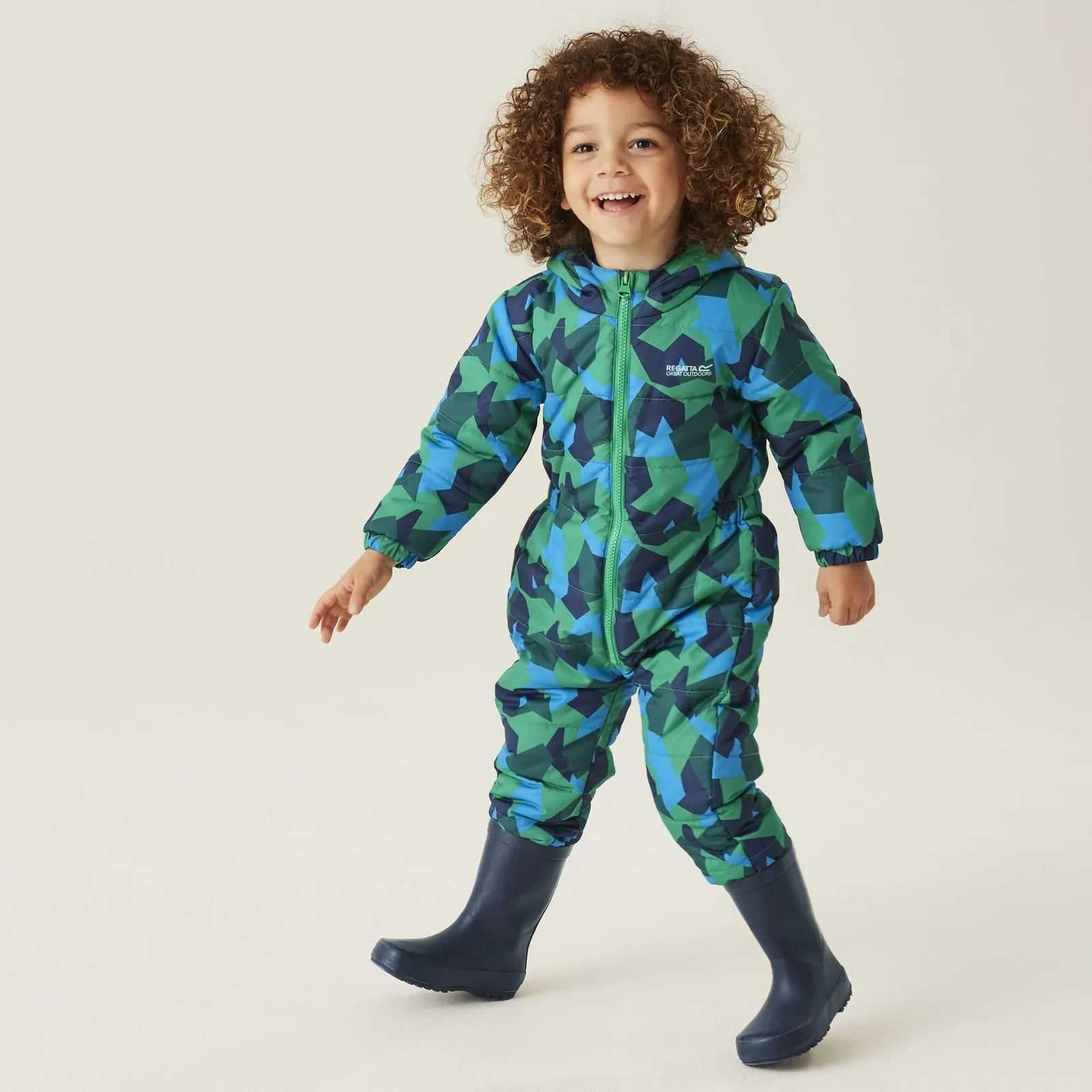 Regatta Kids Penrose Fullzip Insulated Fleece Lined Hood Puddle Suit