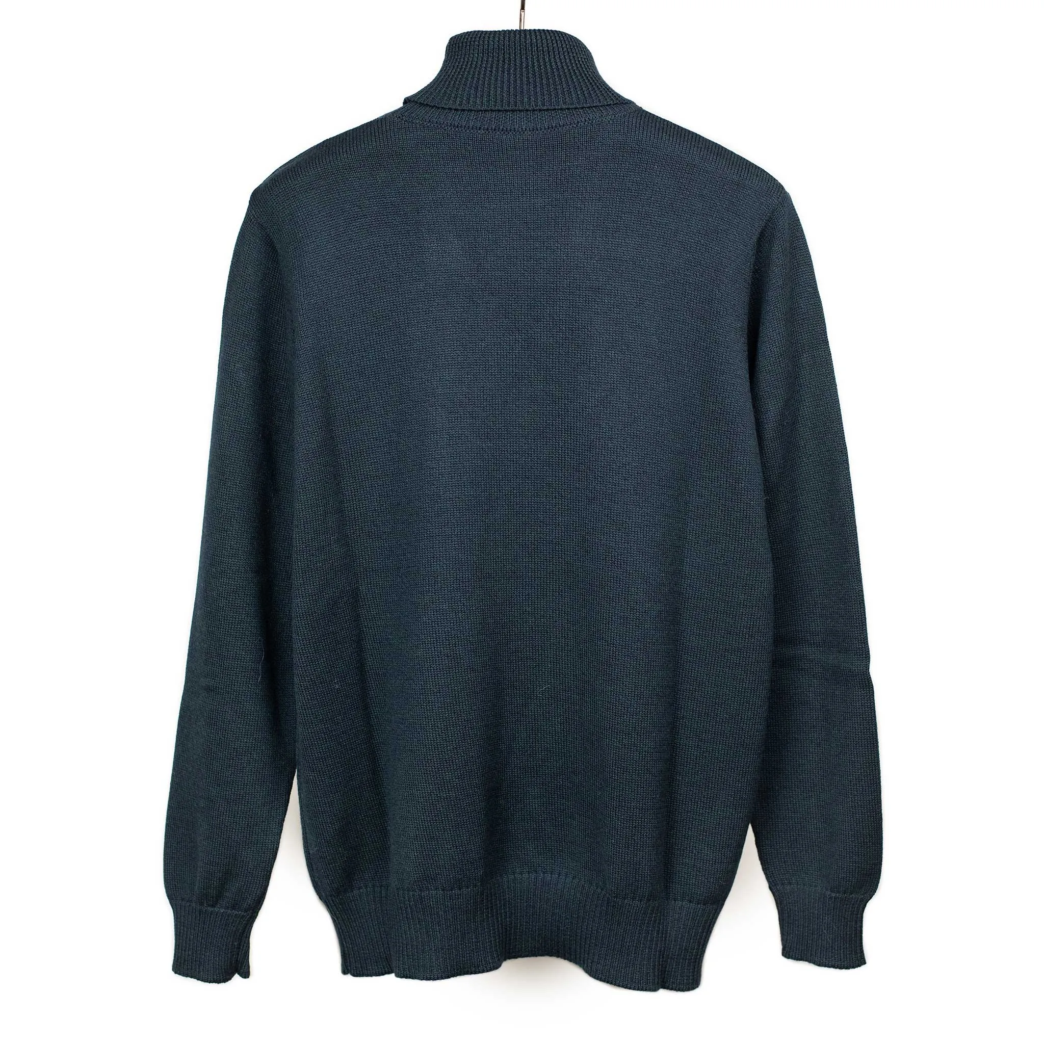 Rollneck sweater in petrol superfine merino wool