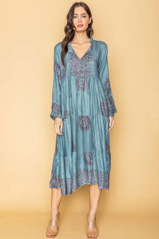 Teal Bohemian Onesize Gauze Dress