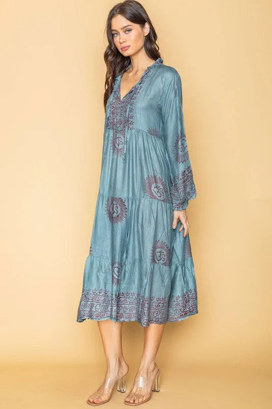 Teal Bohemian Onesize Gauze Dress