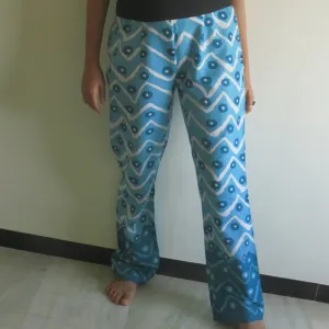 Teal Chevron Straight Cut Drawstring Pajamas