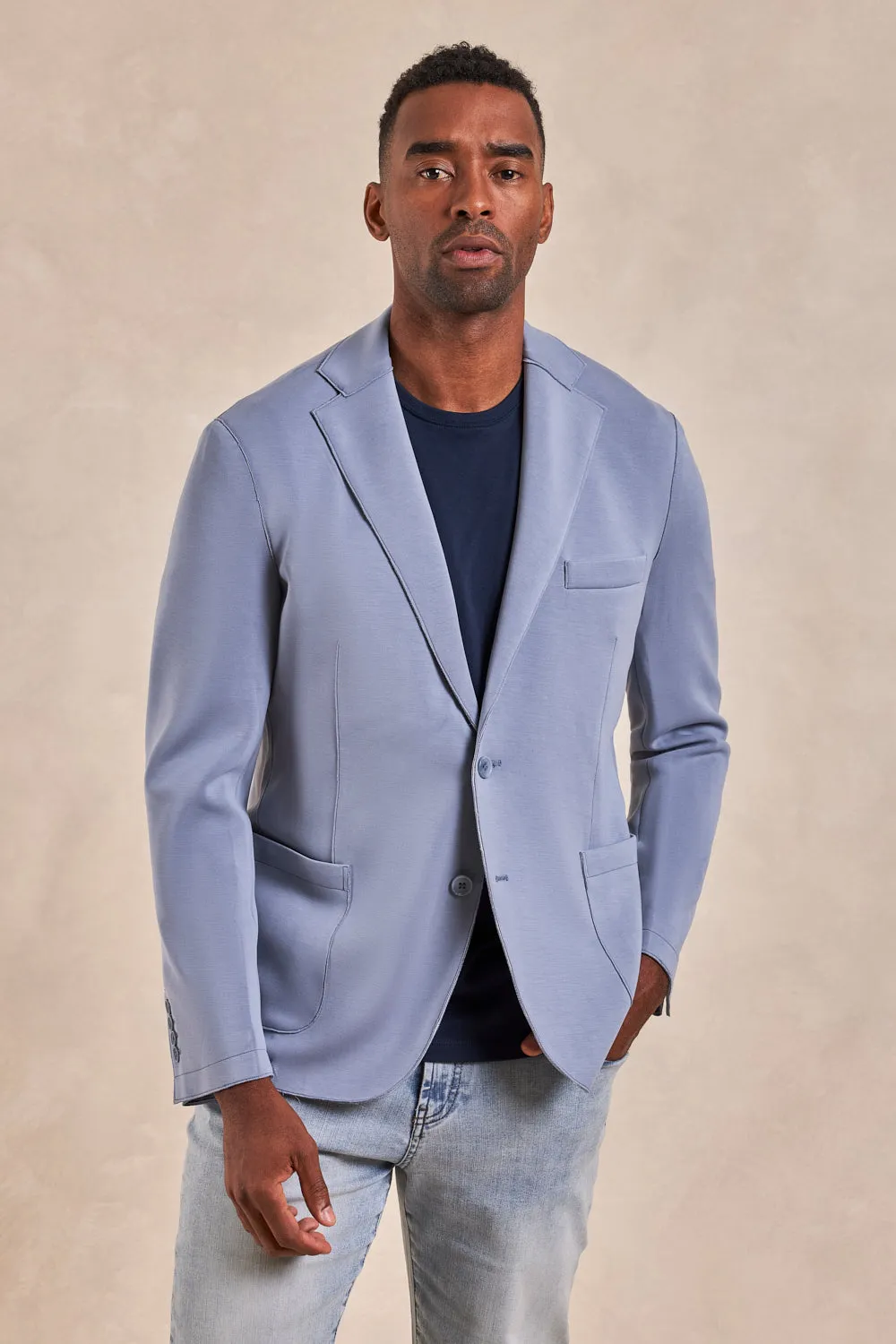 The Luca - Double Knit Soft Jacket - Mist Blue