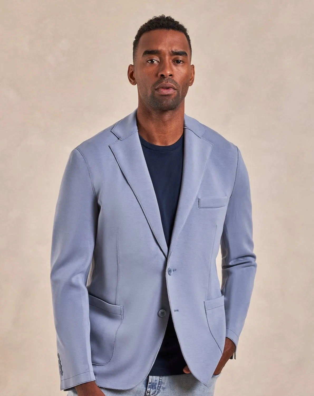 The Luca - Double Knit Soft Jacket - Mist Blue